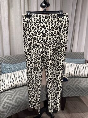 Crazy Larry Leopard Print Pants in Cream & Black, Size 6